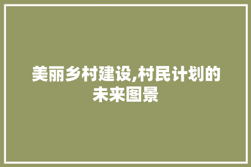 美丽乡村建设,村民计划的未来图景