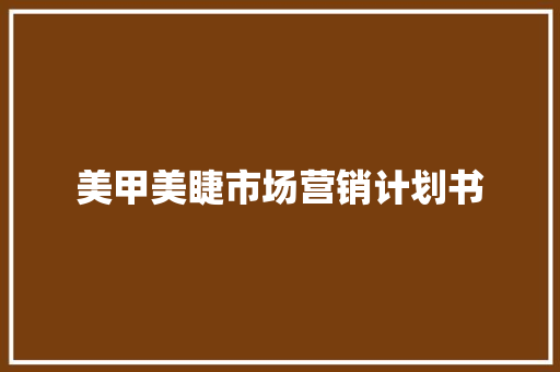 美甲美睫市场营销计划书