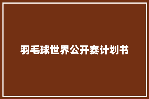 羽毛球世界公开赛计划书