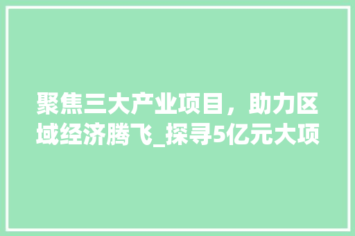 聚焦三大产业项目，助力区域经济腾飞_探寻5亿元大项目的无限可能