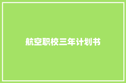 航空职校三年计划书