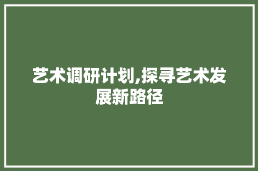 艺术调研计划,探寻艺术发展新路径 范文赏析