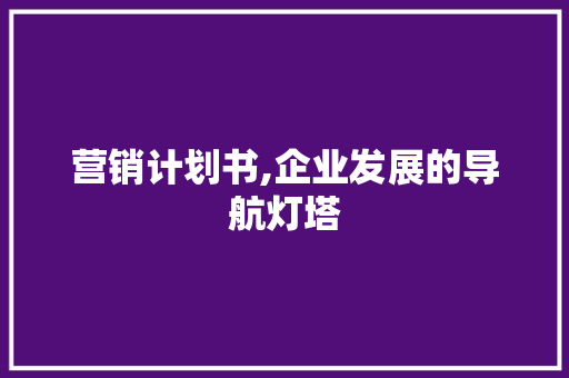 营销计划书,企业发展的导航灯塔