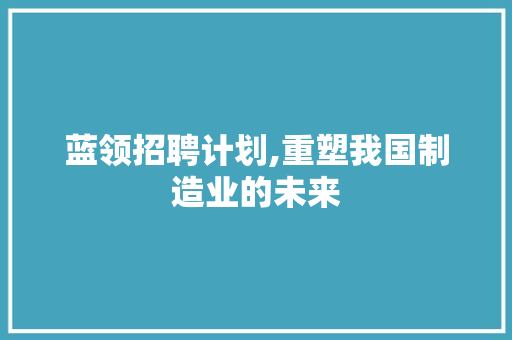 蓝领招聘计划,重塑我国制造业的未来 简历模板