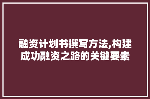 融资计划书撰写方法,构建成功融资之路的关键要素