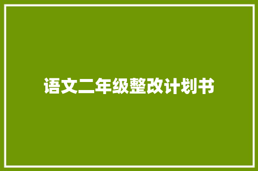 语文二年级整改计划书