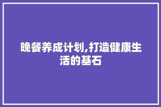 晚餐养成计划,打造健康生活的基石