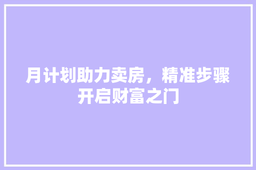 月计划助力卖房，精准步骤开启财富之门 范文赏析