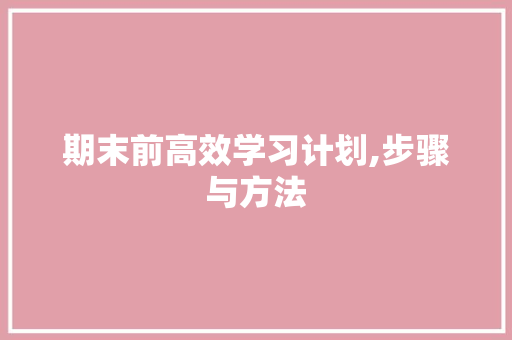 期末前高效学习计划,步骤与方法