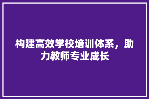 构建高效学校培训体系，助力教师专业成长