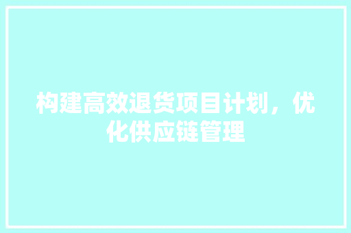 构建高效退货项目计划，优化供应链管理