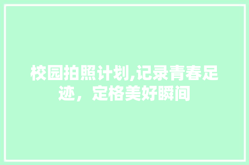 校园拍照计划,记录青春足迹，定格美好瞬间