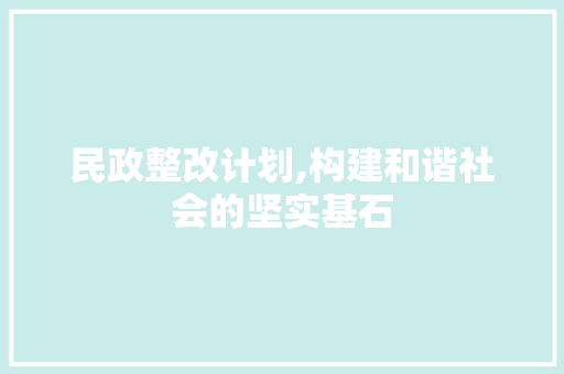民政整改计划,构建和谐社会的坚实基石