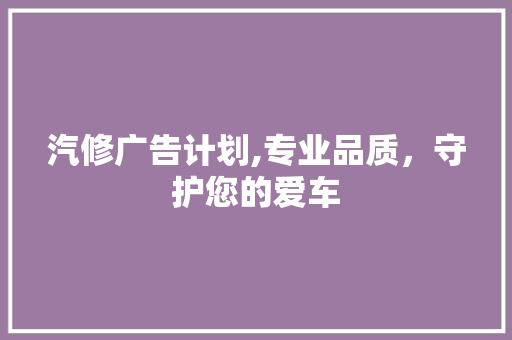 汽修广告计划,专业品质，守护您的爱车