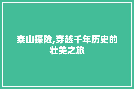 泰山探险,穿越千年历史的壮美之旅