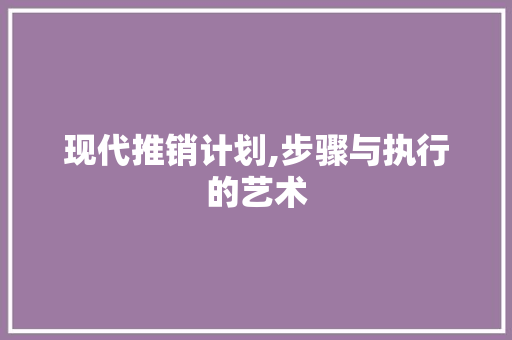 现代推销计划,步骤与执行的艺术