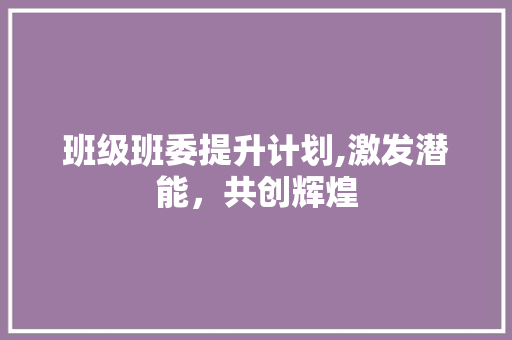 班级班委提升计划,激发潜能，共创辉煌