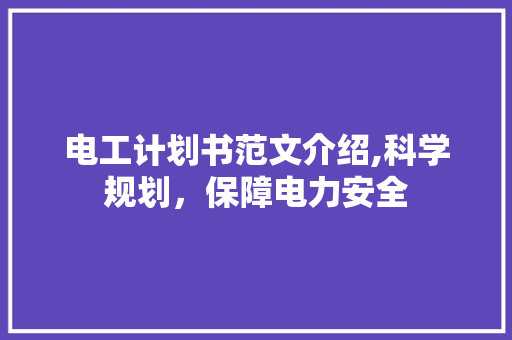 电工计划书范文介绍,科学规划，保障电力安全
