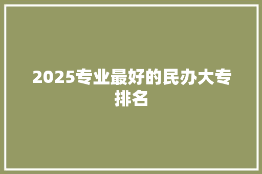 2025专业最好的民办大专排名