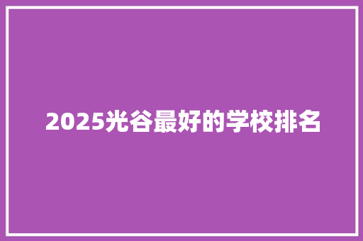 2025光谷最好的学校排名