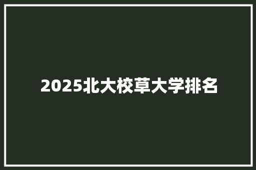 2025北大校草大学排名