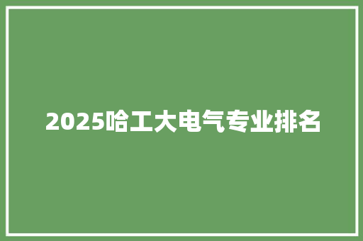 2025哈工大电气专业排名