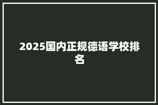 2025国内正规德语学校排名