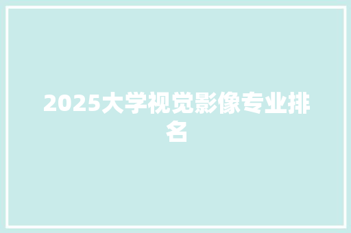 2025大学视觉影像专业排名