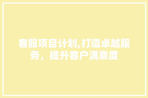客服项目计划,打造卓越服务，提升客户满意度