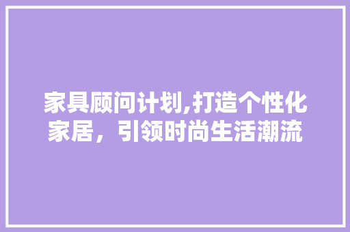 家具顾问计划,打造个性化家居，引领时尚生活潮流