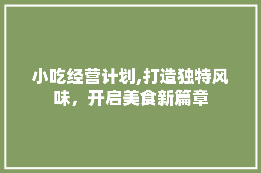 小吃经营计划,打造独特风味，开启美食新篇章