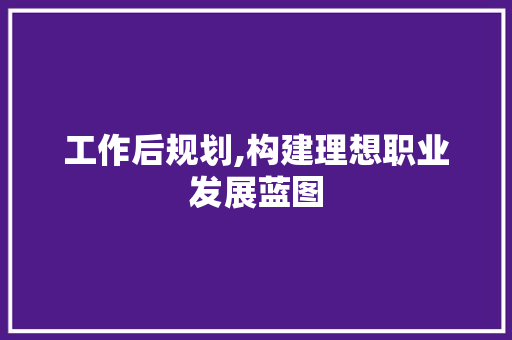 工作后规划,构建理想职业发展蓝图