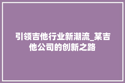 引领吉他行业新潮流_某吉他公司的创新之路