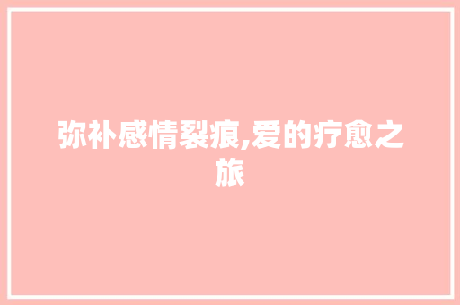 弥补感情裂痕,爱的疗愈之旅