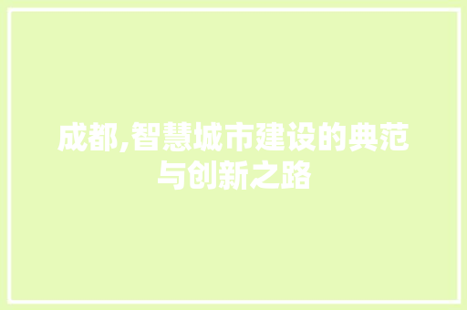 成都,智慧城市建设的典范与创新之路