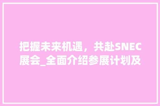 把握未来机遇，共赴SNEC展会_全面介绍参展计划及亮点