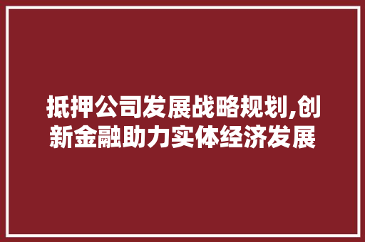 抵押公司发展战略规划,创新金融助力实体经济发展 写作技巧