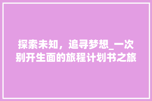 探索未知，追寻梦想_一次别开生面的旅程计划书之旅 词汇积累