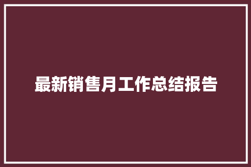 最新销售月工作总结报告