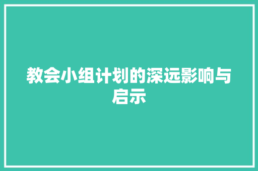 教会小组计划的深远影响与启示 简历模板