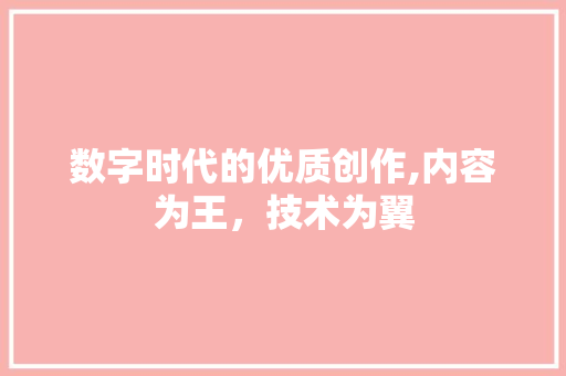 数字时代的优质创作,内容为王，技术为翼