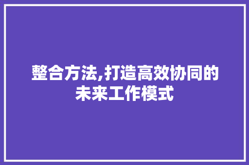 整合方法,打造高效协同的未来工作模式