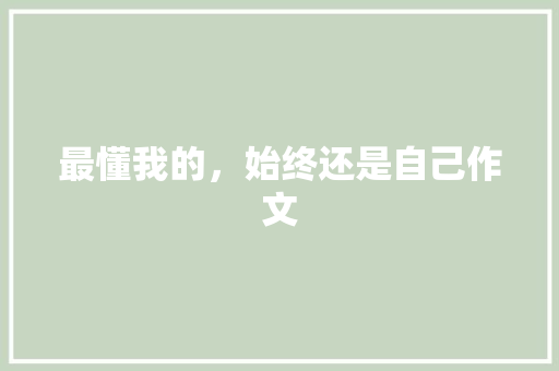 最懂我的，始终还是自己作文 写作技巧