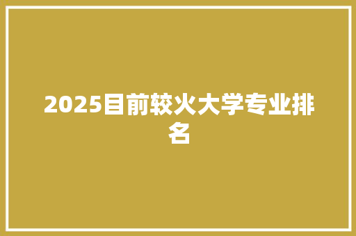 2025目前较火大学专业排名