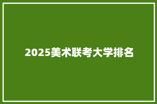 2025美术联考大学排名