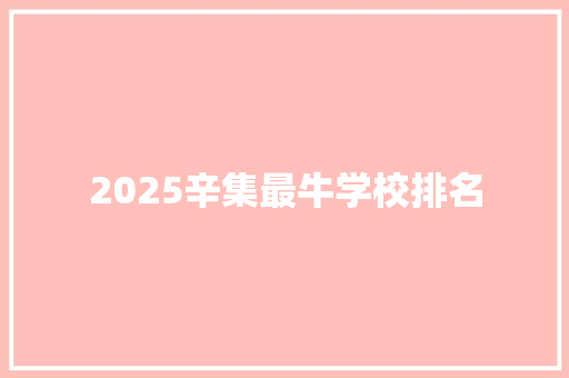 2025辛集最牛学校排名