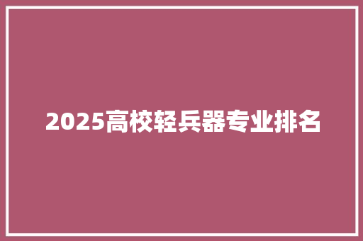 2025高校轻兵器专业排名
