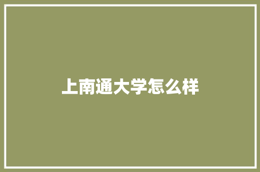 上南通大学怎么样