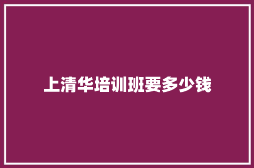 上清华培训班要多少钱