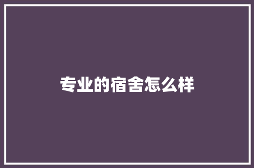 专业的宿舍怎么样